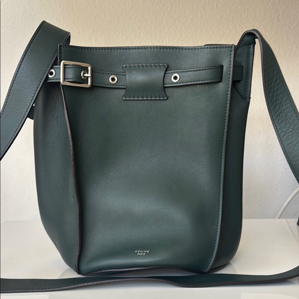 Celine Dark Green Bucket Bag Nano